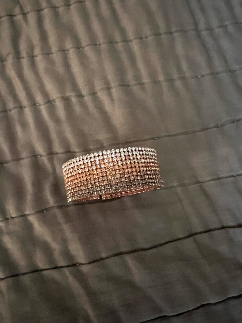 Crystal-Embellished Wide Cuff Bracelet in Gold